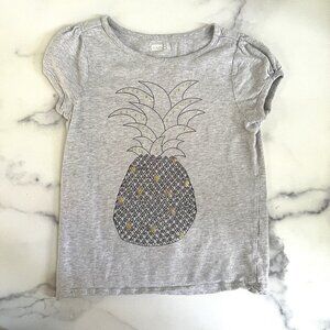Crazy 8 Embellished Pineapple Sketch T-shirt, Heather Gray/Black, Size S (5-6)